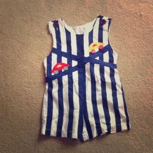 Striped car romper for boys